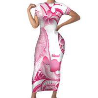 Aloha Hawaii Maui Family Matching Short Sleeve Bodycon Dress and Hawaiian Shirt Valley Isle Humpback Whale White LT14 Mom's Dress White - Polynesian Pride