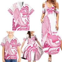 Aloha Hawaii Maui Family Matching Summer Maxi Dress and Hawaiian Shirt Valley Isle Humpback Whale White LT14 - Polynesian Pride