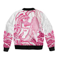 Aloha Hawaii Maui Sleeve Zip Bomber Jacket Valley Isle Humpback Whale White