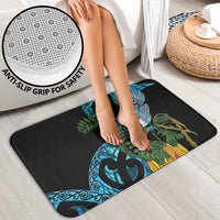 Turquoise New Zealand Kowhai And Piwakawaka Bathroom Set Maori Ngaru Paua Shell - Polynesian Pride