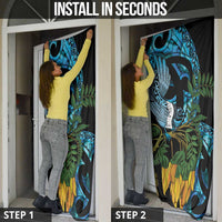 Turquoise New Zealand Kowhai And Piwakawaka Door Cover Maori Ngaru Paua Shell LT14 - Polynesian Pride