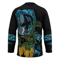 Turquoise New Zealand Kowhai And Piwakawaka Hockey Jersey Maori Ngaru Paua Shell LT14 - Polynesian Pride