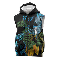 Turquoise New Zealand Kowhai And Piwakawaka Sleeveless Zip Hoodie Maori Ngaru Paua Shell LT14 Turquoise - Polynesian Pride