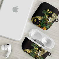 Yellow New Zealand Kowhai And Piwakawaka AirPods Case Maori Ngaru Paua Shell LT14 - Polynesian Pride