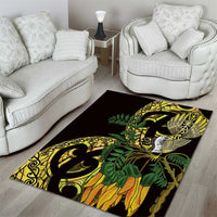 Yellow New Zealand Kowhai And Piwakawaka Area Rug Maori Ngaru Paua Shell LT14 - Polynesian Pride