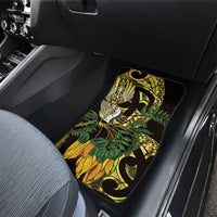 Yellow New Zealand Kowhai And Piwakawaka Car Mats Maori Ngaru Paua Shell LT14 - Polynesian Pride