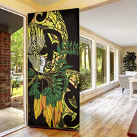 Yellow New Zealand Kowhai And Piwakawaka Door Cover Maori Ngaru Paua Shell LT14 - Polynesian Pride