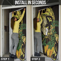 Yellow New Zealand Kowhai And Piwakawaka Door Cover Maori Ngaru Paua Shell LT14 - Polynesian Pride