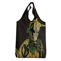 Yellow New Zealand Kowhai And Piwakawaka Grocery Bag Maori Ngaru Paua Shell LT14 - Polynesian Pride