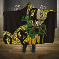 Yellow New Zealand Kowhai And Piwakawaka Hooded Blanket Maori Ngaru Paua Shell LT14 - Polynesian Pride
