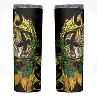 Yellow New Zealand Kowhai And Piwakawaka Skinny Tumbler Maori Ngaru Paua Shell LT14 Yellow - Polynesian Pride
