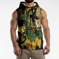 Yellow New Zealand Kowhai And Piwakawaka Sleeveless Hoodie Maori Ngaru Paua Shell LT14 - Polynesian Pride