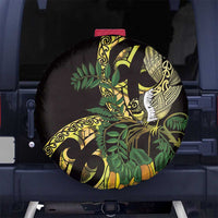 Yellow New Zealand Kowhai And Piwakawaka Spare Tire Cover Maori Ngaru Paua Shell LT14 No hole Yellow - Polynesian Pride