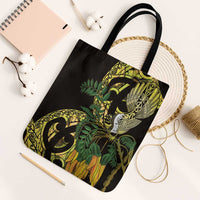 Yellow New Zealand Kowhai And Piwakawaka Tote Bag Maori Ngaru Paua Shell LT14 Black Strap One Size Yellow - Polynesian Pride