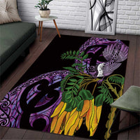 Purple New Zealand Kowhai And Piwakawaka Area Rug Maori Ngaru Paua Shell LT14 Purple - Polynesian Pride
