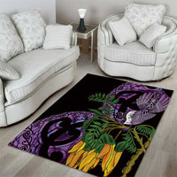 Purple New Zealand Kowhai And Piwakawaka Area Rug Maori Ngaru Paua Shell LT14 - Polynesian Pride
