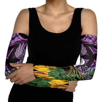 Purple New Zealand Kowhai And Piwakawaka Arm Sleeves Maori Ngaru Paua Shell LT14 - Polynesian Pride