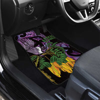 Purple New Zealand Kowhai And Piwakawaka Car Mats Maori Ngaru Paua Shell LT14 - Polynesian Pride