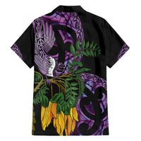 Purple New Zealand Kowhai And Piwakawaka Hawaiian Shirt Maori Ngaru Paua Shell LT14 - Polynesian Pride