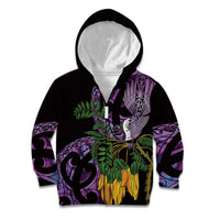 Purple New Zealand Kowhai And Piwakawaka Kid Hoodie Maori Ngaru Paua Shell LT14 Zip Hoodie Purple - Polynesian Pride