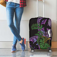 Purple New Zealand Kowhai And Piwakawaka Luggage Cover Maori Ngaru Paua Shell LT14 - Polynesian Pride