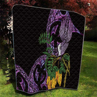 Purple New Zealand Kowhai And Piwakawaka Quilt Maori Ngaru Paua Shell LT14 - Polynesian Pride