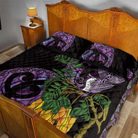 Purple New Zealand Kowhai And Piwakawaka Quilt Bed Set Maori Ngaru Paua Shell LT14 - Polynesian Pride