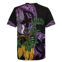 Purple New Zealand Kowhai And Piwakawaka Rugby Jersey Maori Ngaru Paua Shell LT14 - Polynesian Pride