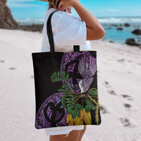 Purple New Zealand Kowhai And Piwakawaka Tote Bag Maori Ngaru Paua Shell LT14 - Polynesian Pride