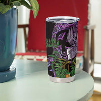 Purple New Zealand Kowhai And Piwakawaka Tumbler Cup Maori Ngaru Paua Shell LT14 - Polynesian Pride