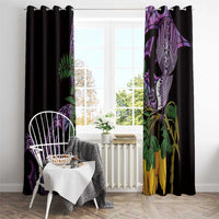 Purple New Zealand Kowhai And Piwakawaka Window Curtain Maori Ngaru Paua Shell LT14 - Polynesian Pride