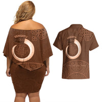 Vanuatu Indipendens Dei Couples Matching Off Shoulder Short Dress and Hawaiian Shirt Yumi 44th Sand Drawing Turtle Mix Lapita