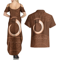 Vanuatu Indipendens Dei Couples Matching Summer Maxi Dress and Hawaiian Shirt Yumi 44th Sand Drawing Turtle Mix Lapita