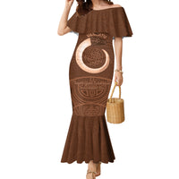 Vanuatu Indipendens Dei Mermaid Dress Yumi Sand Drawing Turtle Mix Lapita LT14 Women Brown - Polynesian Pride