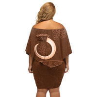 Vanuatu Indipendens Dei Off Shoulder Short Dress Yumi Sand Drawing Turtle Mix Lapita LT14 - Polynesian Pride