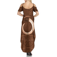 Vanuatu Indipendens Dei Summer Maxi Dress Yumi Sand Drawing Turtle Mix Lapita LT14 - Polynesian Pride