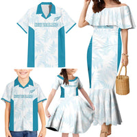 Custom New Zealand Silver Fern Football Family Matching Mermaid Dress and Hawaiian Shirt Come On All White LT14 - Polynesian Pride