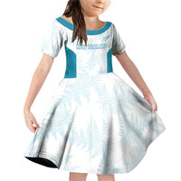 Custom New Zealand Silver Fern Football Family Matching Off Shoulder Short Dress and Hawaiian Shirt Come On All White LT14 Daughter's Dress White - Polynesian Pride