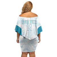 Custom New Zealand Silver Fern Football Family Matching Off Shoulder Short Dress and Hawaiian Shirt Come On All White LT14 - Polynesian Pride