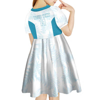 Custom New Zealand Silver Fern Football Kid Short Sleeve Dress Come On All White