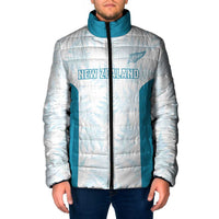 Custom New Zealand Silver Fern Football Padded Jacket Come On All White - Polynesian Pride