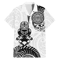 Custom Aotearoa Football Family Matching Mermaid Dress and Hawaiian Shirt NZ Maori Tiki Go Champions LT14 Dad's Shirt - Short Sleeve White - Polynesian Pride