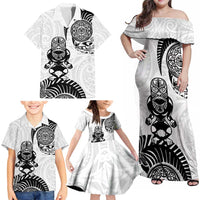 Custom Aotearoa Football Family Matching Off Shoulder Maxi Dress and Hawaiian Shirt NZ Maori Tiki Go Champions LT14 - Polynesian Pride