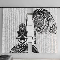 Custom Aotearoa Football Window Curtain NZ Maori Tiki Go Champions LT14 With Hooks White - Polynesian Pride