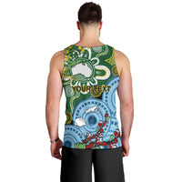 Personalised Australia And Fiji Men Tank Top Aboriginal Mix Fijian Tapa Unique Style LT14 - Polynesian Pride