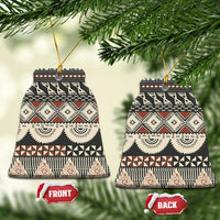 Vintage Bula Fiji Masi Ceramic Ornament Fijian Tapa Cloth LT14 Bell Flake Charcoal - Polynesian Pride