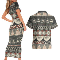 Vintage Bula Fiji Masi Couples Matching Short Sleeve Bodycon Dress and Hawaiian Shirt Fijian Tapa Cloth LT14 - Polynesian Pride