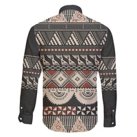 Vintage Bula Fiji Masi Family Matching Off The Shoulder Long Sleeve Dress and Hawaiian Shirt Fijian Tapa Cloth LT14 - Polynesian Pride