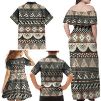 Vintage Bula Fiji Masi Family Matching Off Shoulder Maxi Dress and Hawaiian Shirt Fijian Tapa Cloth LT14 - Polynesian Pride