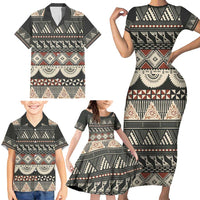 Vintage Bula Fiji Masi Family Matching Short Sleeve Bodycon Dress and Hawaiian Shirt Fijian Tapa Cloth LT14 - Polynesian Pride